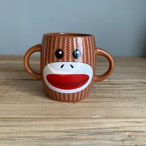 Sock Monkey Smiling Ceramic Coffee Cup Mug 14oz